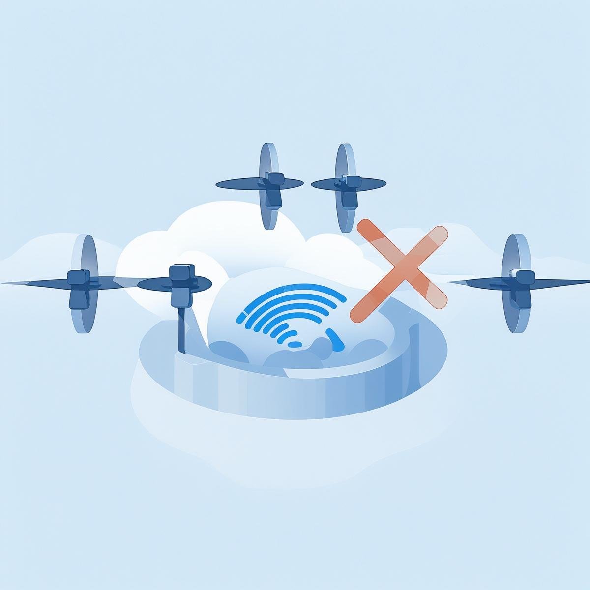2 Signal Interference Suggested image Signal wave coverage obvious signal interference. I need a simple technological illustration similar to this style Heston Anti-drone and Signal interference